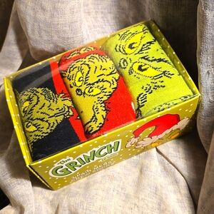 Grinch Mens Crew Socks 3 pair gift Box Xmas one size L 10-13